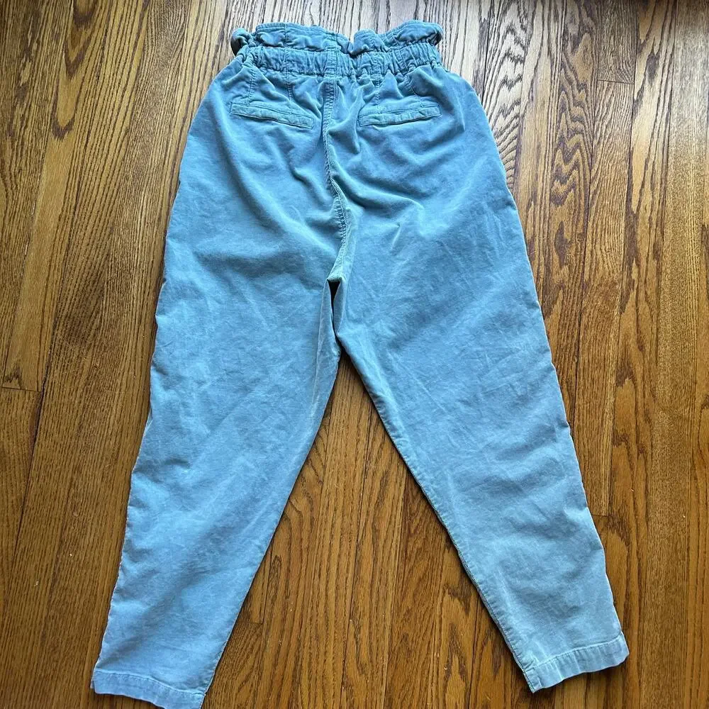 Free People Light Blue Corduroy Paperbag Waist Pleated Trouser Pants XS - Picture 5 of 14